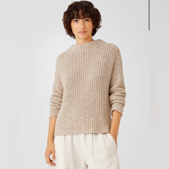 Eileen Fisher Tan (Wheat) Womens Peruvian Organic Cotton Boucle Box-Top Size XXS - Picture 2 of 13